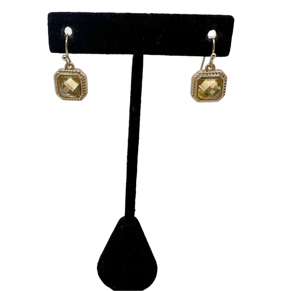 Citrine tone faceted jewel and gold tone dangle drop elegant fancy earrings